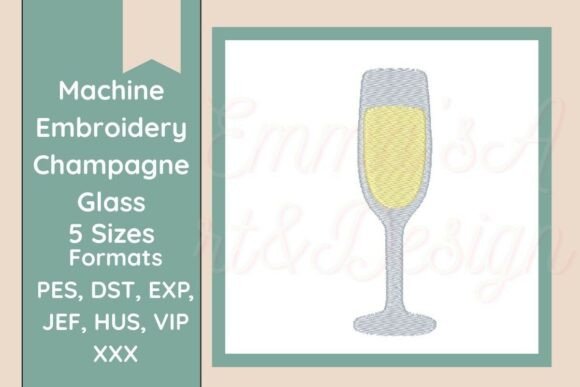 Champagne Glass Machine Embroidery