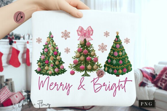 Faux Embroidery Merry Bright PNG: A Seasonal Spark for Custom Gift Makers