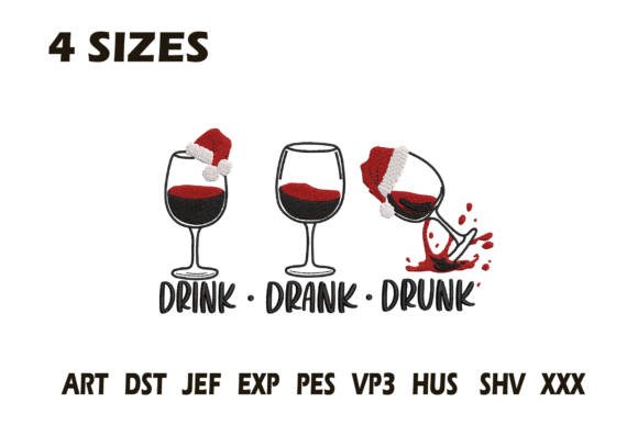 Funny Drunk Christmas Wine Embroidery