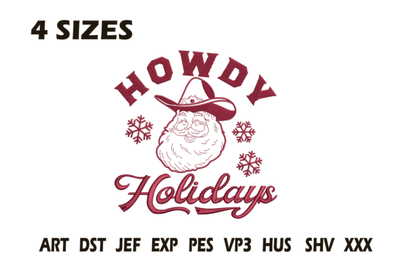 Howdy Holidays Cowboy Santa Embroidery