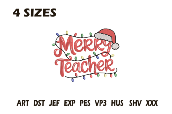 Merry Teacher Christmas Lights Embroidery Design Review