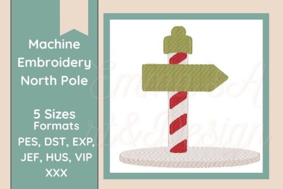 North Pole Sign Machine Embroidery