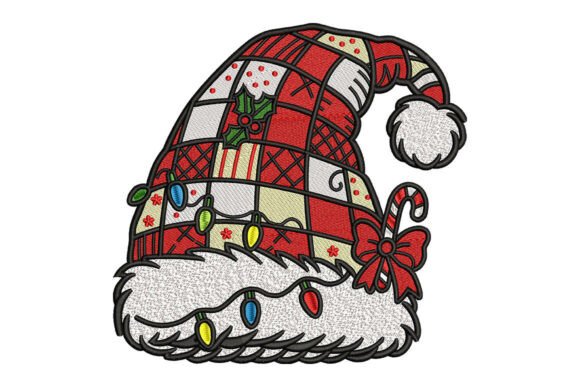 Patchwork Christmas Hat Embroidery: A Festive Design for Small Business Merch